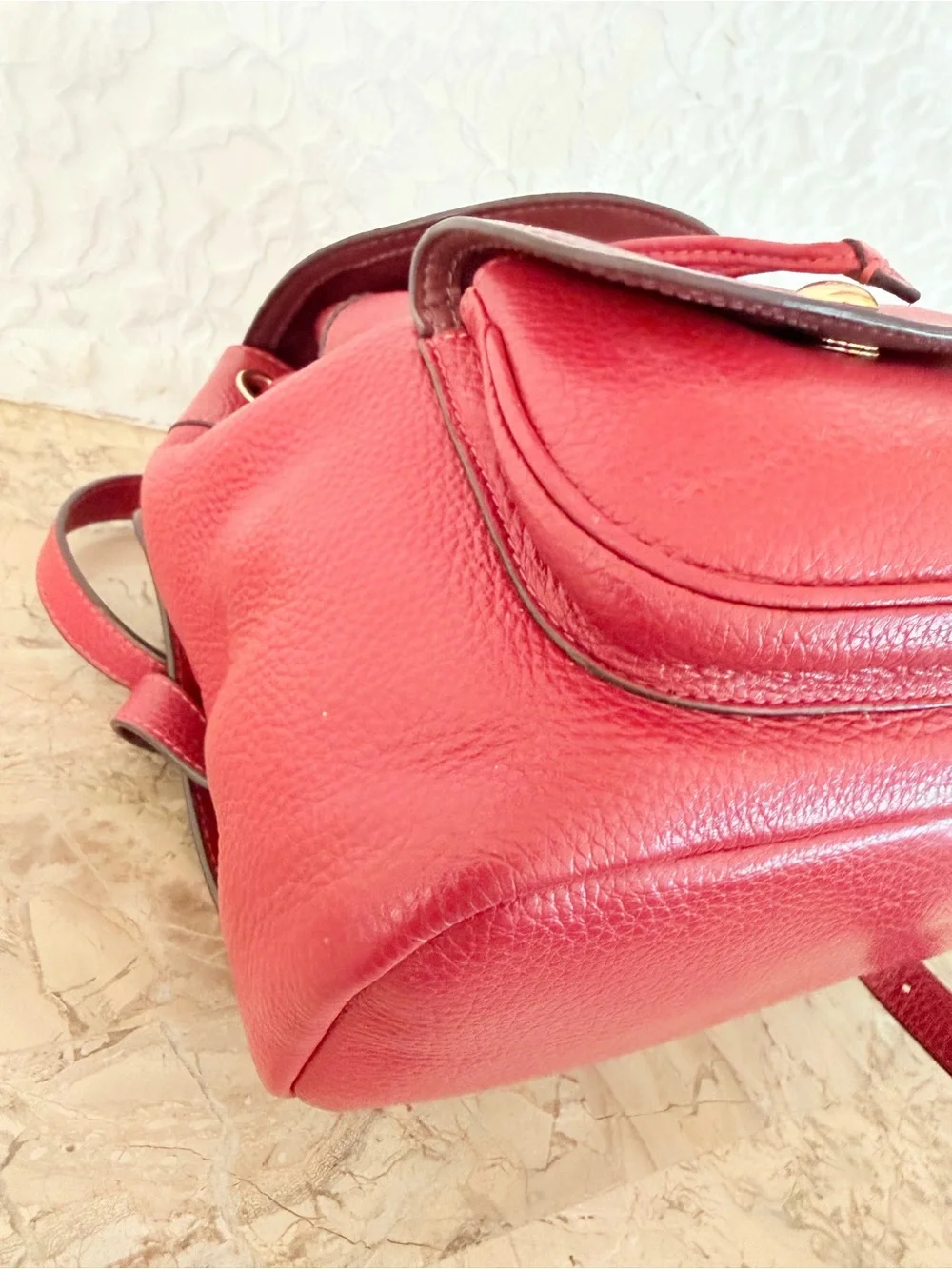 Coach Red Pennie 22 Pebble Leather Backpack